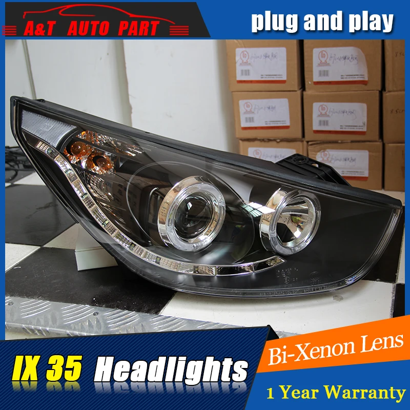 Автомобильный Стайлинг для Hyundai IX35 TUCSON светодиодные фары 2010-2015 drl H7 hid