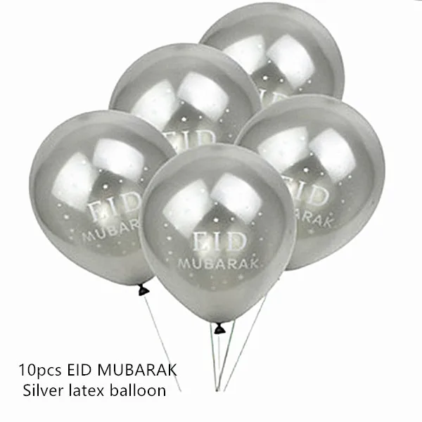 10pcs Silver EID MUBARAK Deco шар в форме буквы Рамадан украшение для дома свадьба золото серебро EID коробка конфет для мусульманских EID Значки для вечеринки декора - Цвет: 10pcs Silver