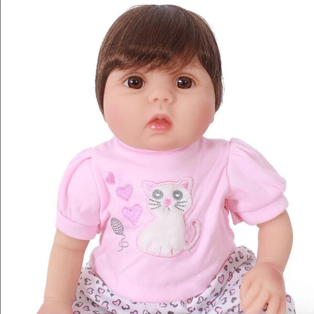 

50cm Lifelike Soft Vinyl Baby Reborn Doll Model with Pink Clothes Set and Puppet Kids Gift