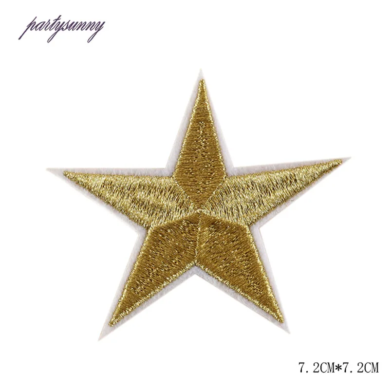 18 шт./лот Многоцветный Патч Золотая Звезда Вышитые IronOn Значки Патчи Для Одежды