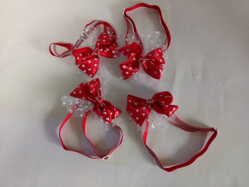 30 шт./лот Pet Puppy Dog лента для кошки red loveheart кружевные Галстуки-бабочка шейные платки товары для ухода за детьми вечерние день Святого Валентина LY2910