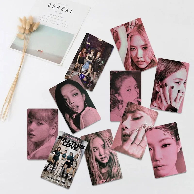 10 шт./компл. Kpop Blackpink убить любовь фото stikcy карты Дженни Lisa Фотокарта Стикеры альбом с украшением в виде кристаллов карты Стикеры