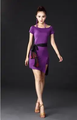 purple Milk silk Черное, красное леопардовое платье для латинских танцев, женское платье для танго, сальса, Румба, современные танцевальные костюмы, платье для латиноамериканских танцев, Одежда для танцев - Цвет: purple Milk silk
