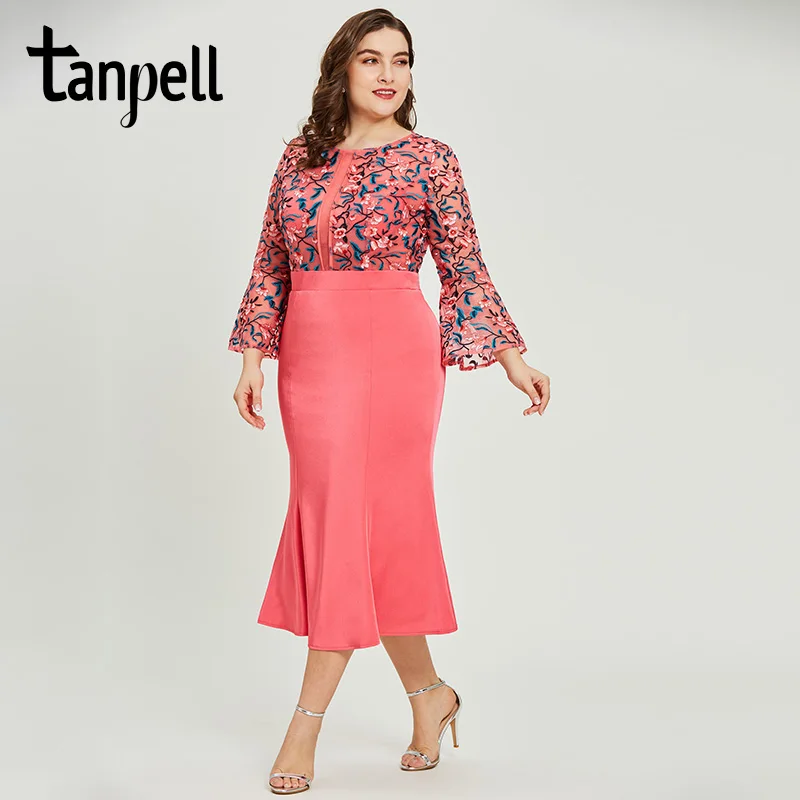 Женское коктейльное платье-Русалка Tanpell легкое платье с вышивкой сливы и рукавом