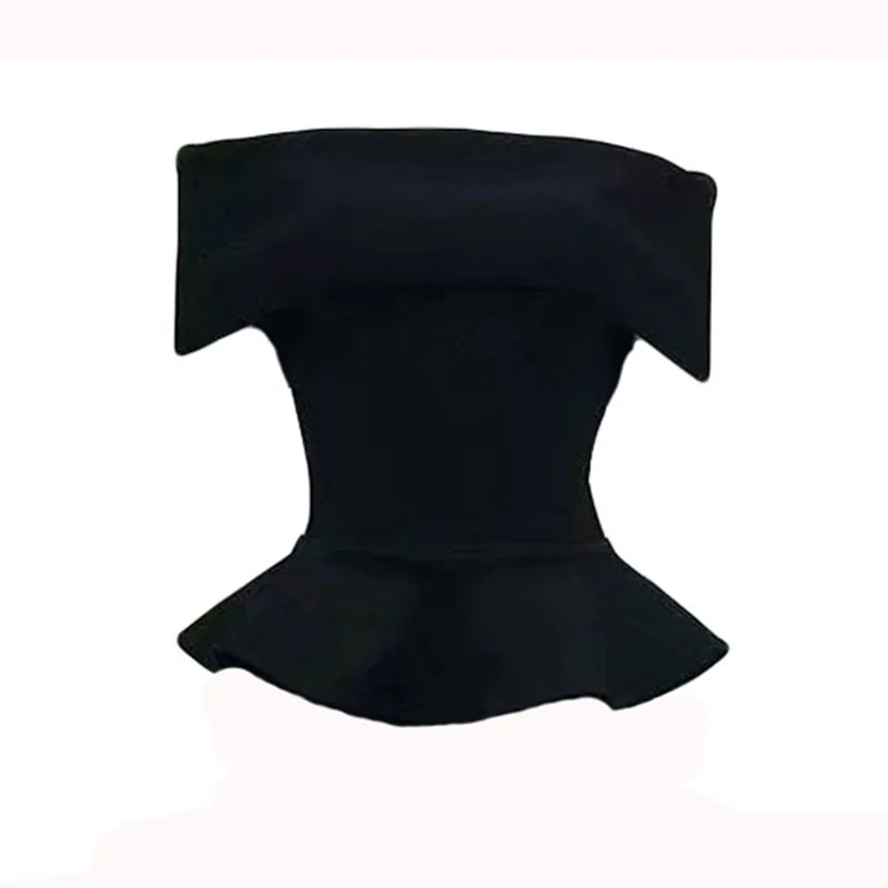 Женский однотонный топ с рюшами модный привлекательный бандажный синего черного