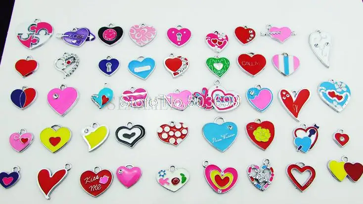 

FDH!! 20Pcs/Lots Enamel MIXED HEART charms pendants for key charm