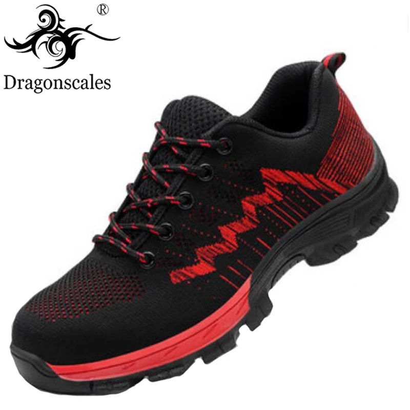 Мужская сетчатая обувь со стальными вставками легкая уличная защитная