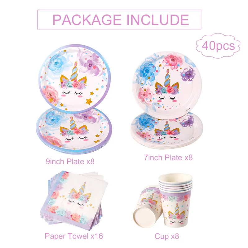 40pcs paper napkin Staraise креативная посуда с днем рождения синяя фиолетовая бумажная салфетка под тарелку кружку милый Единорог вечерние столовые приборы вечерние принадлежности реквизит - Цвет: 40pcs paper napkin