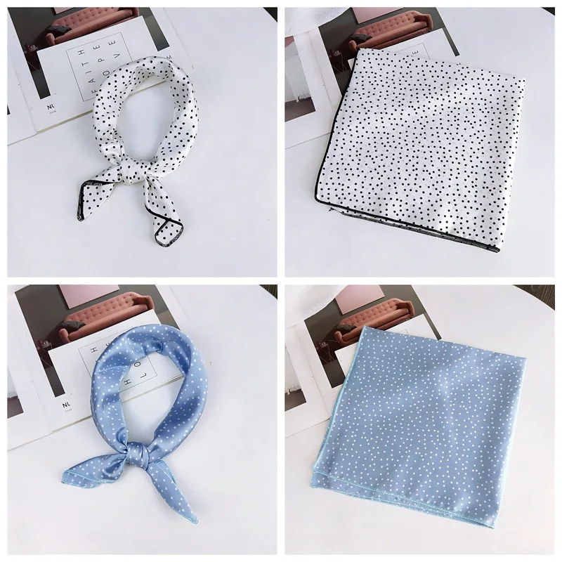 fashion Square Scarf Hair Tie Band Party Women Elegant Small Vintage Skinny Retro Head Neck Silk Satin Scarf, square scarves