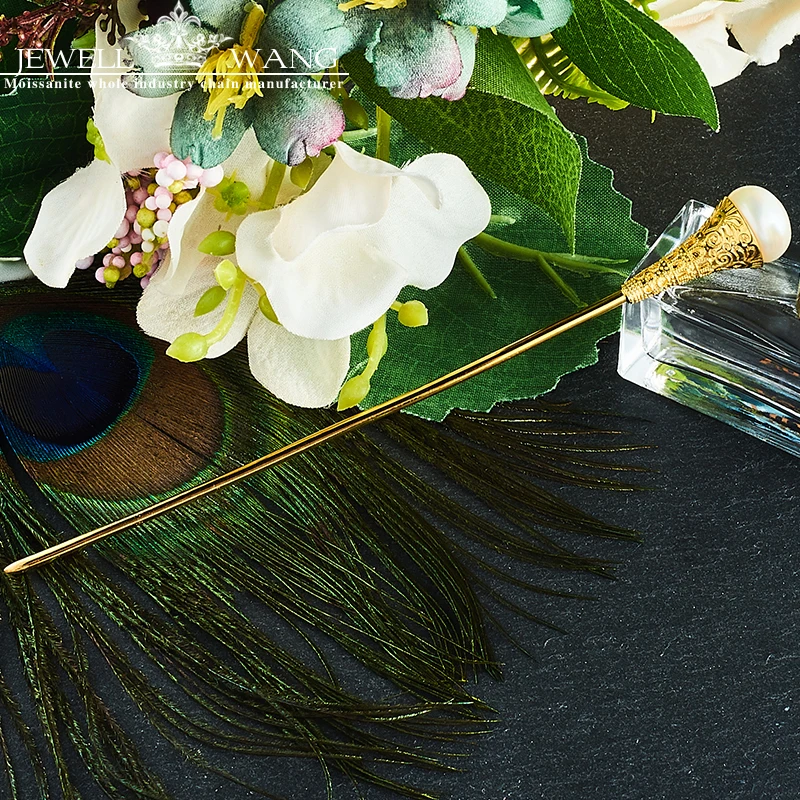 Классические шпильки для волос из серебра 925 пробы с пресноводным жемчугом |