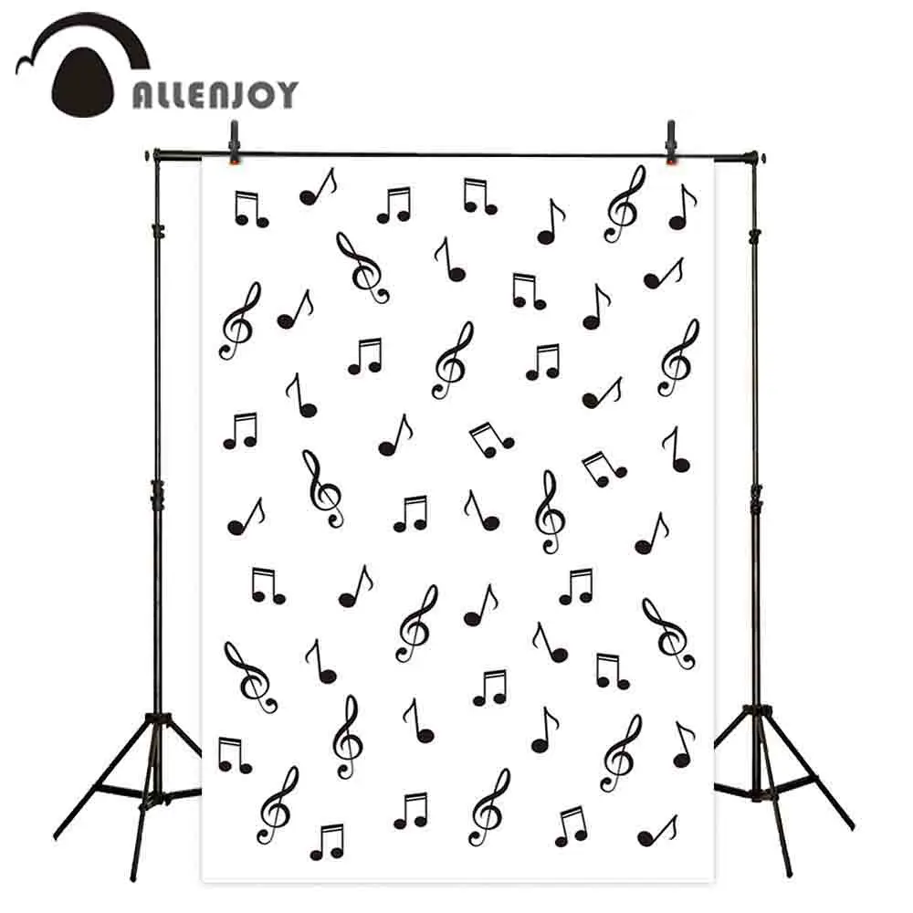Allenjoy фон для фотосъемки Белый Черный музыкальный символ повторяющийся простой