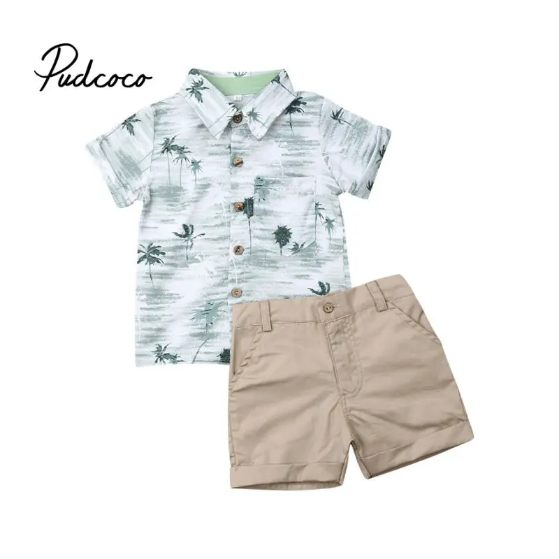 Детская летняя одежда комплект из 2 предметов для маленьких мальчиков Кокосовая
