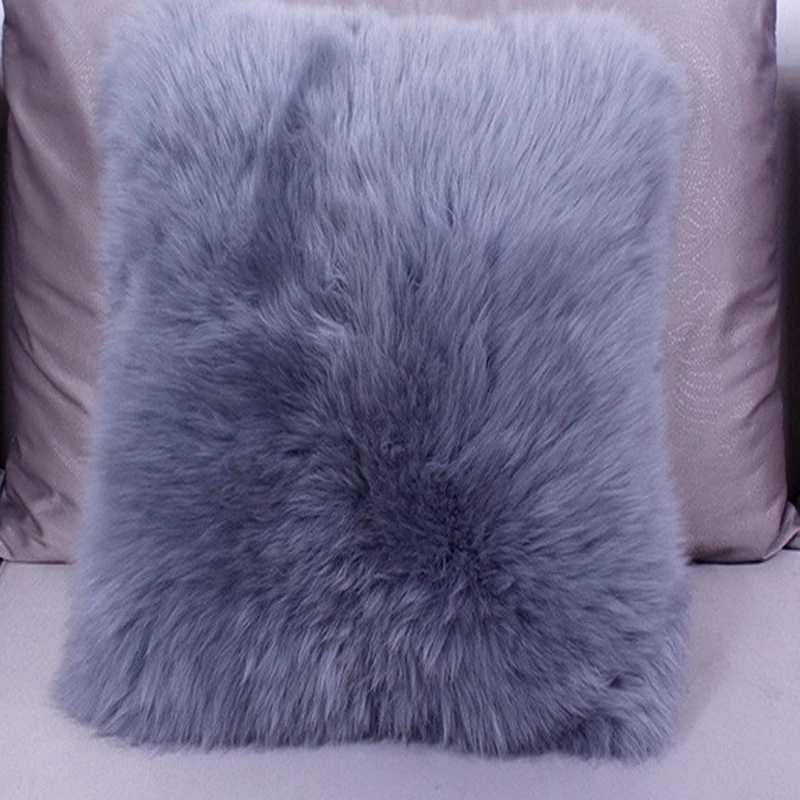 Серый с натуральным овечьим наволочка меховые накидки на подушки Диван