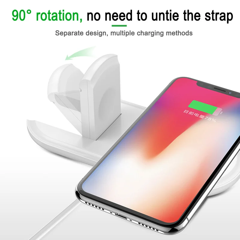 Беспроводное зарядное устройство QI 10 Вт для iPhone XS MAX XR X 8 Samsung S9 S8 2-в-1 быстрая