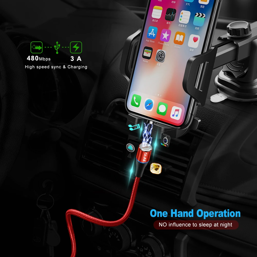 Магнитный кабель OLAF быстрая зарядка 3 0 Micro usb Type C 3A зарядный для iPhone Huawei Samsung Xiaomi