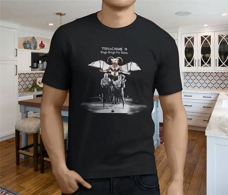 Новое поступление короткие модные Tenacious D альбом экипажа шеи с коротким рукавом
