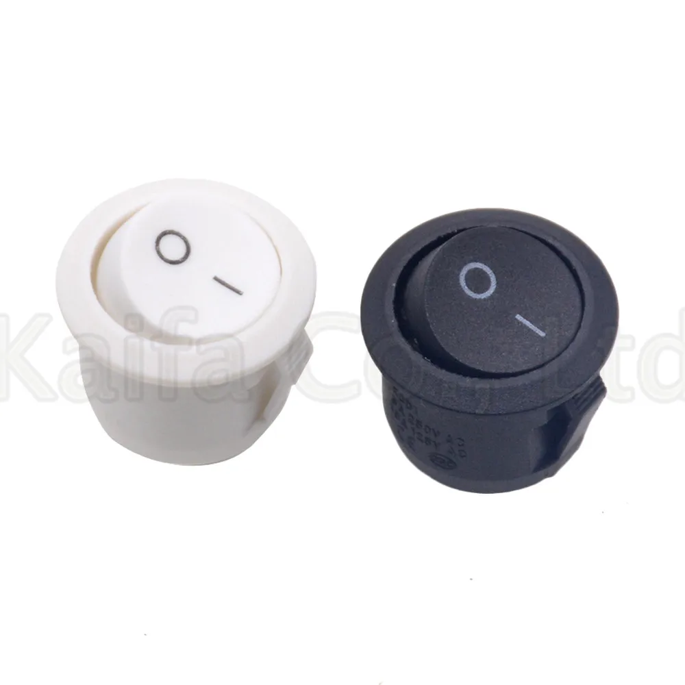 

5PCS SPDT Small Round Rocker Switches Black Mini Round Black White 2 Pin ON-OFF Rocker Switch KCD1