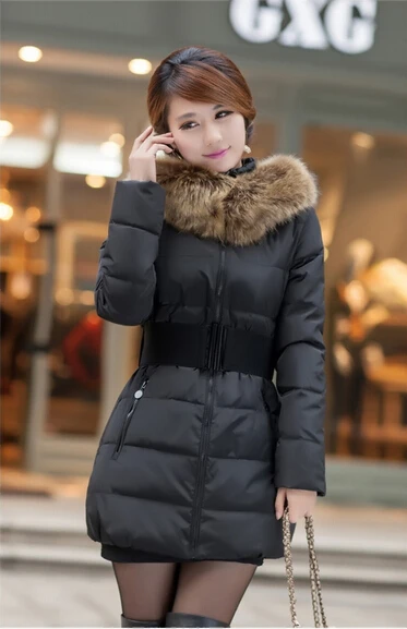 Women Winter Warm Faux Fur Collar Hooded Jacket Quilted Coat 4 Color Available | Женская одежда
