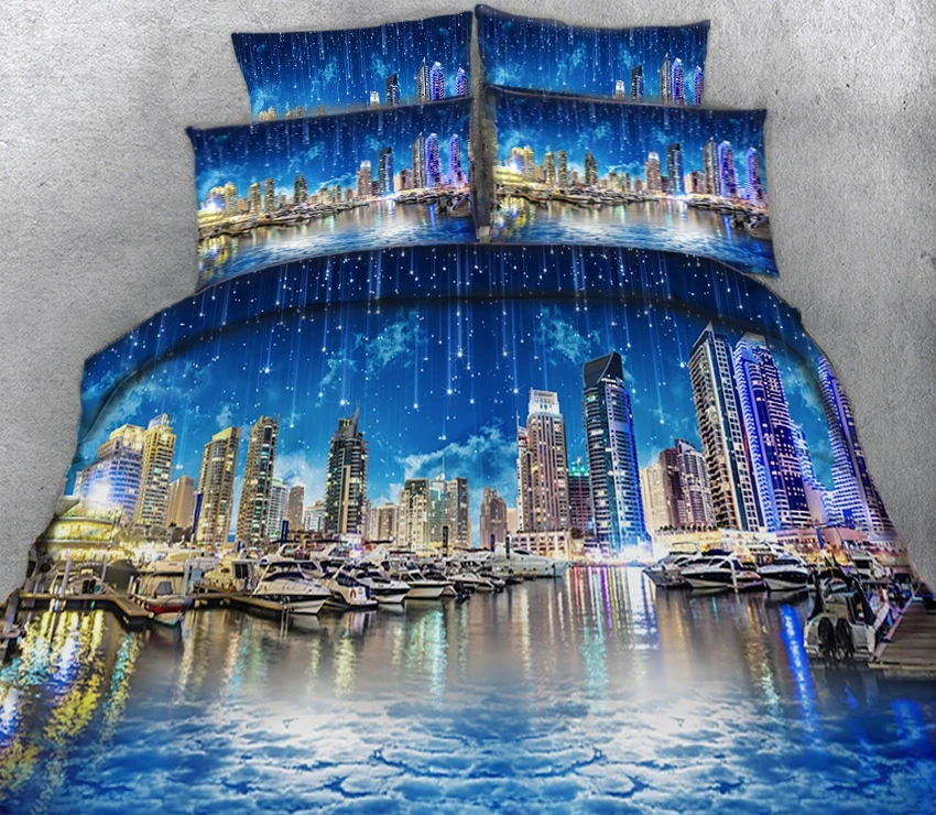 White horse near the creek in forest 3d effect photo bed linen can be customized pattern | Дом и сад