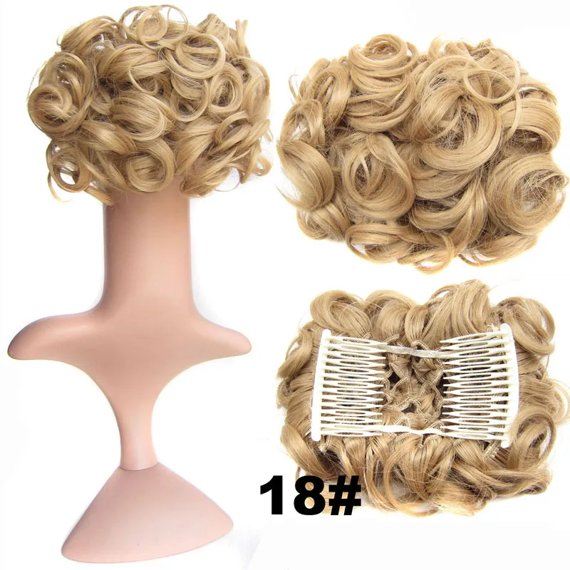 Jeedou Updos синтетические волосы шиньон с зажимом для наращивания волос смешанные цвета волосы булочка пусковая кудрявая шиньон свадебные волосы Updos для элегантных - Цвет: #18
