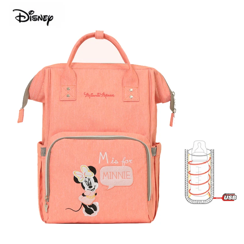 Minnie Pink Дисней Минни детская сумка для мамы водонепроницаемый большой емкости молоко теплоизоляция материнства сумка подгузник рюкзак - Цвет: Minnie Pink