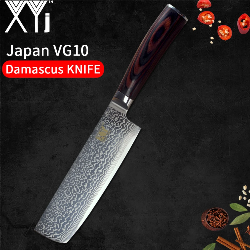 XYj VG10 Core 67 Слои Дамаск Сталь Ножи набор фруктов универсальный нож Santoku разделочные