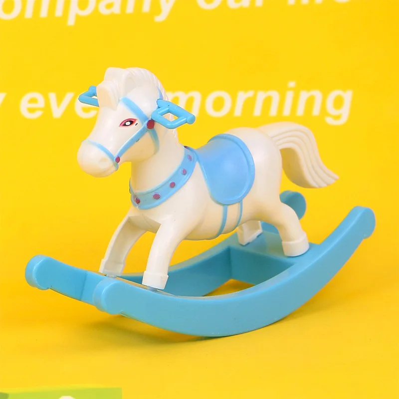 

Small lovely dolls horse miniature figurines toy dollhouse accessories mini toys gift plastic rocking horse furniture toy baby