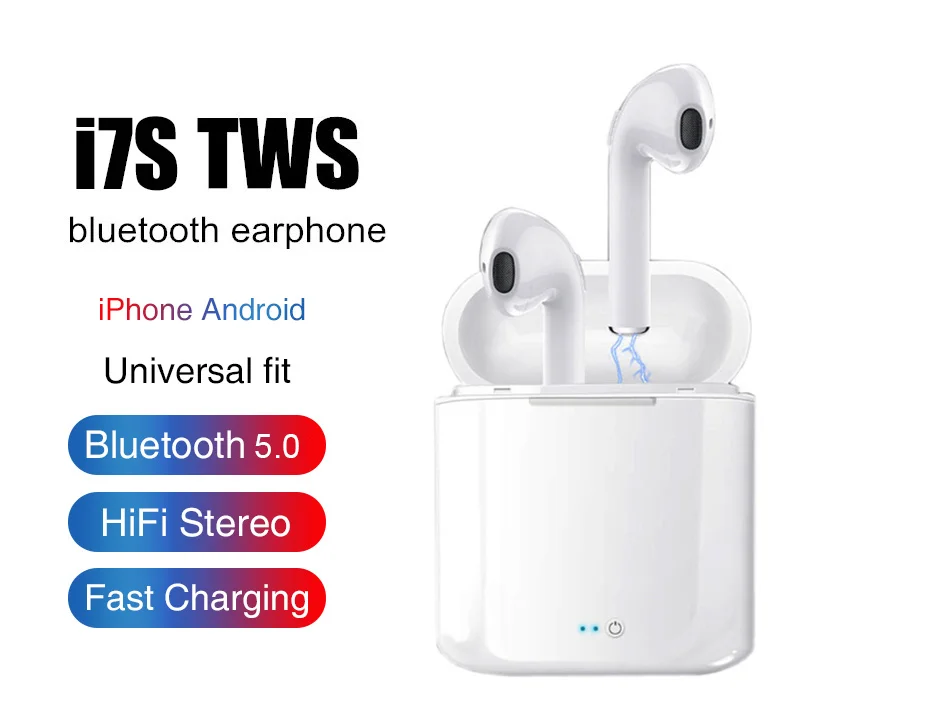 Беспроводные bluetooth-наушник I7 i7s TWS спортивные наушники гарнитура с микрофоном для