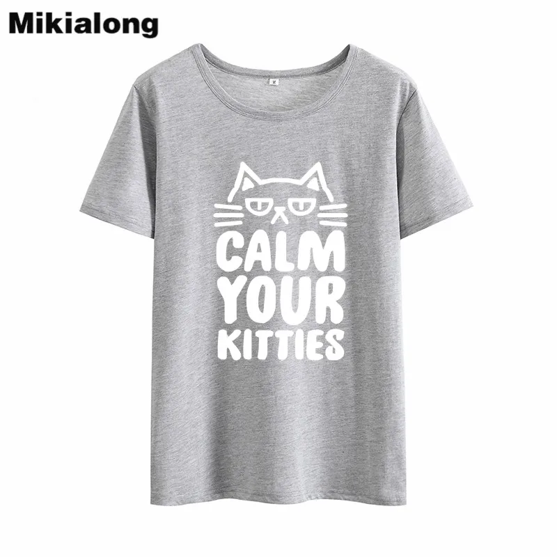OLN Cat футболка Женская Harajuku Kawaii летняя Femme 2018 корейский стиль с круглым вырезом