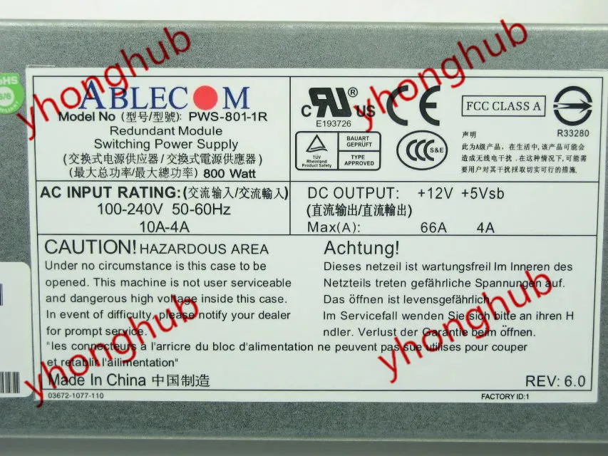 PWS 801 1R блок питания сервера 800 Вт 100 240 в 10 4 а 50 60 Гц|server power supply|serverpower supply unit |