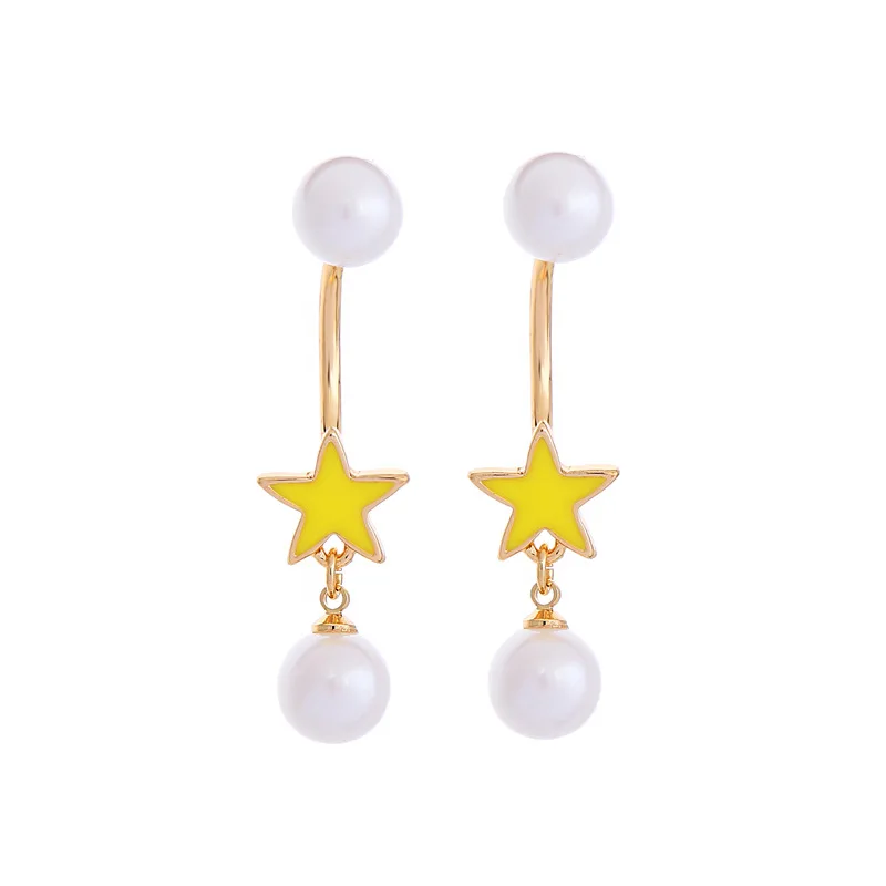 LUNA CHIAO Бижутерия Bijoux Золотое покрытие Эмалированные серьги-капля со звездой Злой глаз Жемчуг для женщин Серьги в форме губ и луны Подарок.