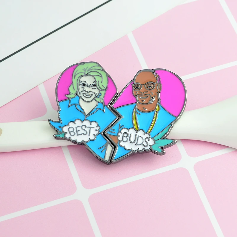 2 шт./комплект ЛУЧШИЕ Почки Bad Pin Snoop Dogg Martha Stewart двухсердечная металлическая брошь