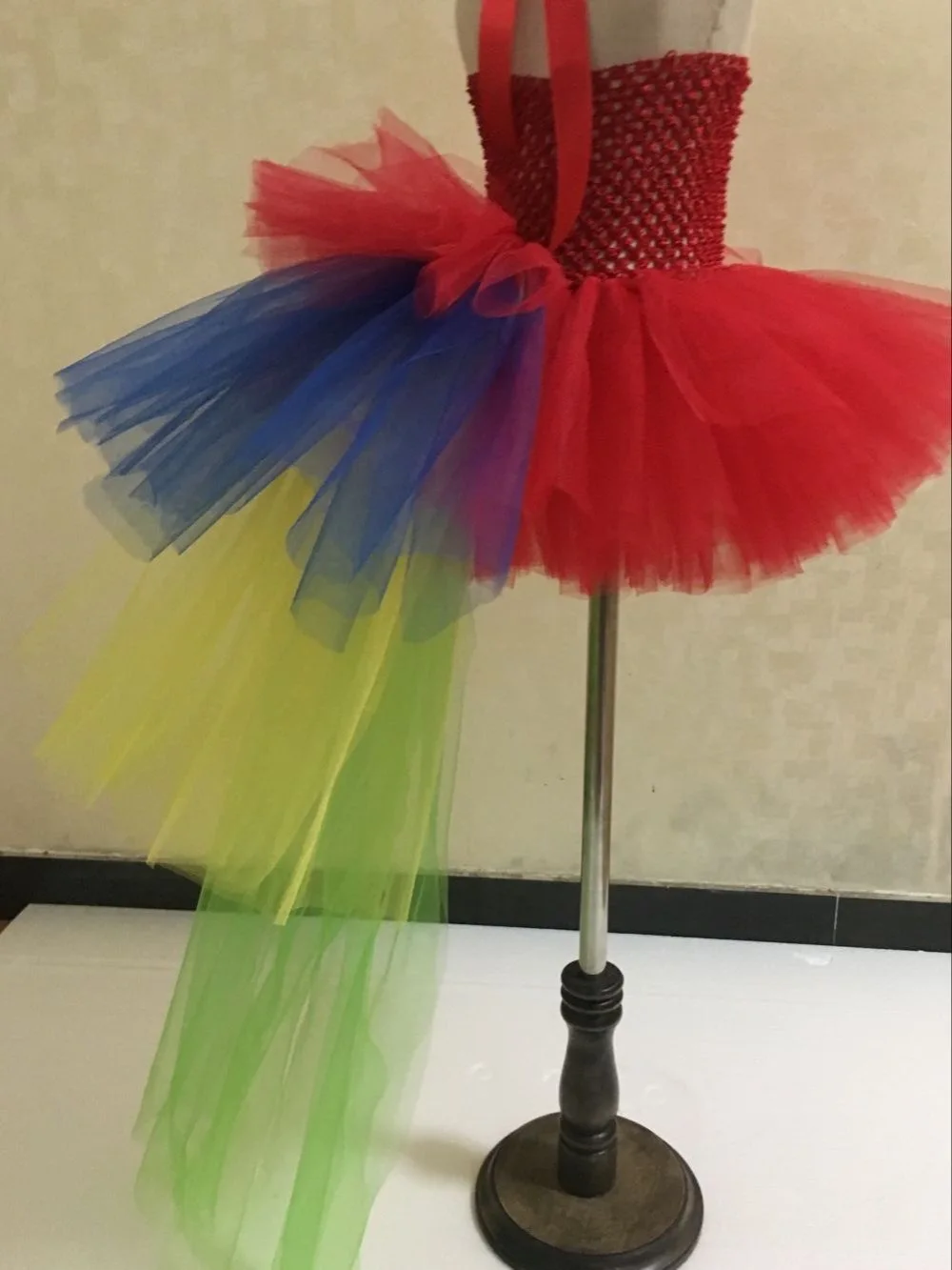 Платье детское Радужное из фатина балетная юбка-пачка с лямками и цветочным