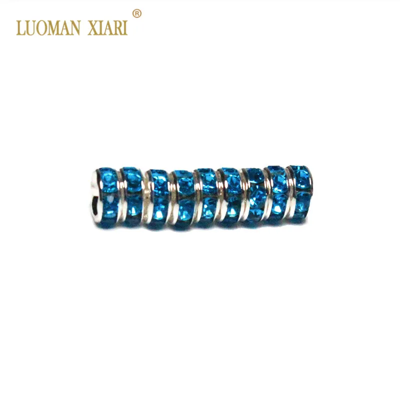 lake blue 100 шт AAA 6 мм 8 мм Красочные медные колеса прокладки бусины посеребренные бусины из горного хрусталя для самостоятельного изготовления ювелирных изделий - Цвет: lake blue