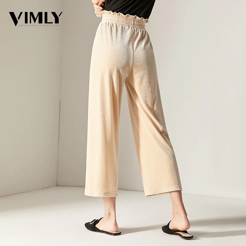 Vitly Женские повседневные широкие брюки женские свободные вельветовые обрезанные