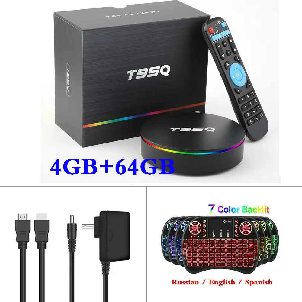 4G64G Backlitt i8 Amlogic S905X2 Android 9,0 ТВ-приставка T95Q 4K смарт-медиаплеер 4 Гб ОЗУ 64 Гб ПЗУ 32 Гб четырехъядерный 2,4 ГБ и 5 ГГц Wifi PK X96MAX телеприставка - Цвет: 4G64G Backlitt i8
