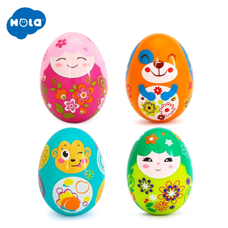 6 шт./компл. HUILE игрушки 3102 детские игрушки колокольчики музыкальные Тамбурины игрушки из мультфильмов Музыкальные яйца с песком Погремушки барабан колокольчик игрушки для детей возраста от 0 до 12 месяцев
