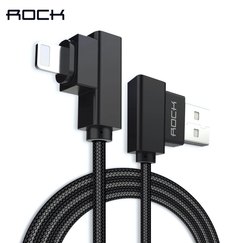 Рок Двойной L изгиб USB зарядный кабель для iPhone X 8 7 6 6S 5 нейлоновый usb передачи