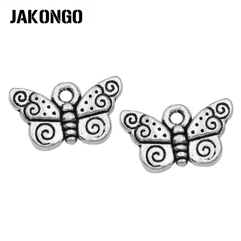JAKONGO 15 шт. подвески бабочки античные серебряные Подвески для изготовления