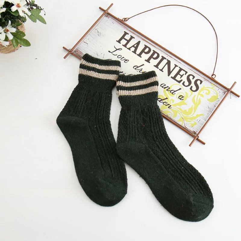 Спортивные носки шерстяные с ворсом в японском и Южно Корейском стиле для осени