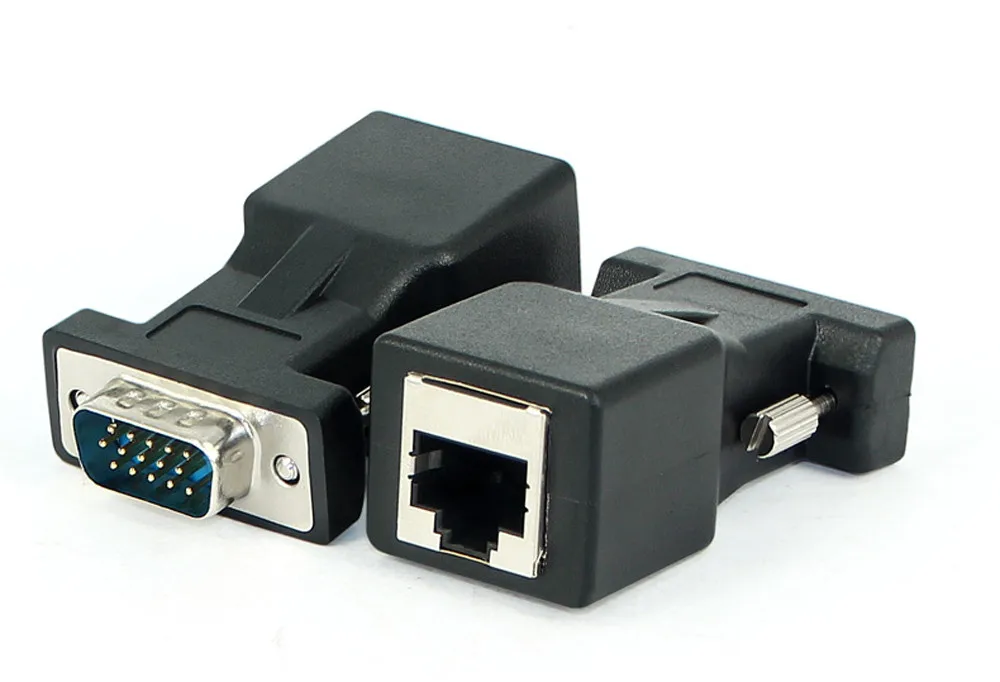 Del 1 пара VGA Extender Мужской Женский к LAN RJ45 CAT5 CAT6 20 M Адаптер для сетевого кабеля TD915