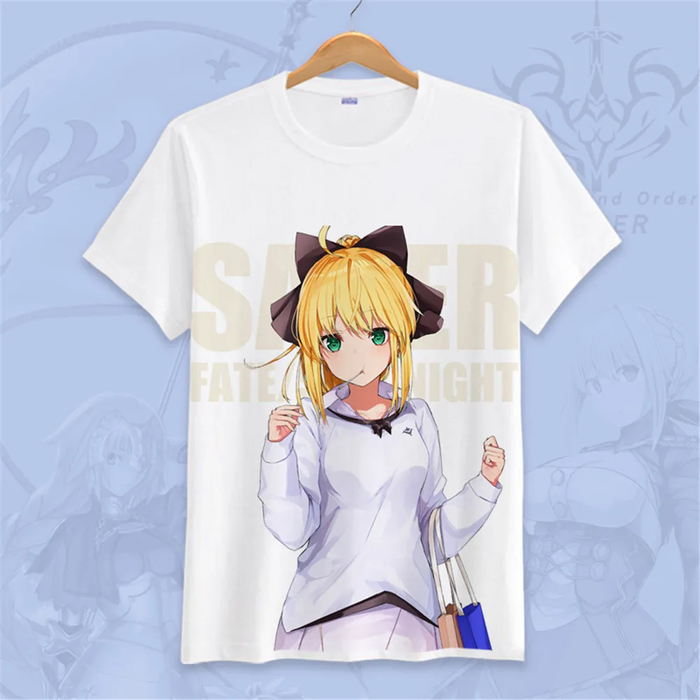Футболка с надписью Fate/stay night костюм для косплея из Fate Grand Order футболка коротким