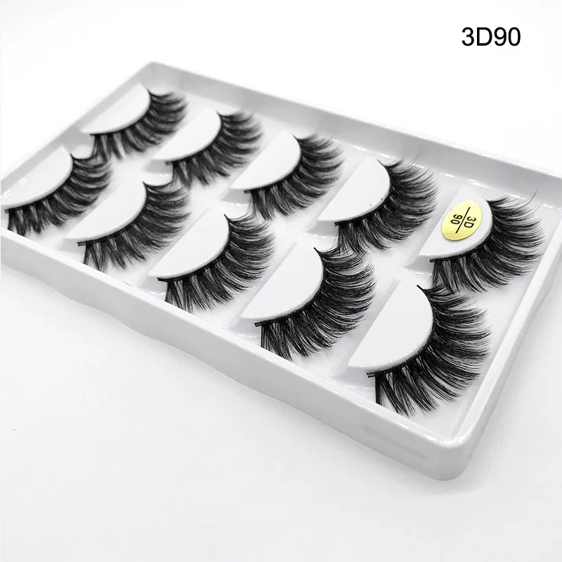 5 pairs False Eyelashes 3D Mink Fake Lashes Natural Long 1cm-1.5cm Full Strip 1 Box Makeup | Красота и здоровье