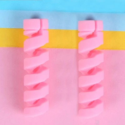 Pink Спиральный кабель защитная линия передачи данных силиконовый намоточный чехол для iphone samsung Android usb зарядный чехол для наушников - Цвет: Pink