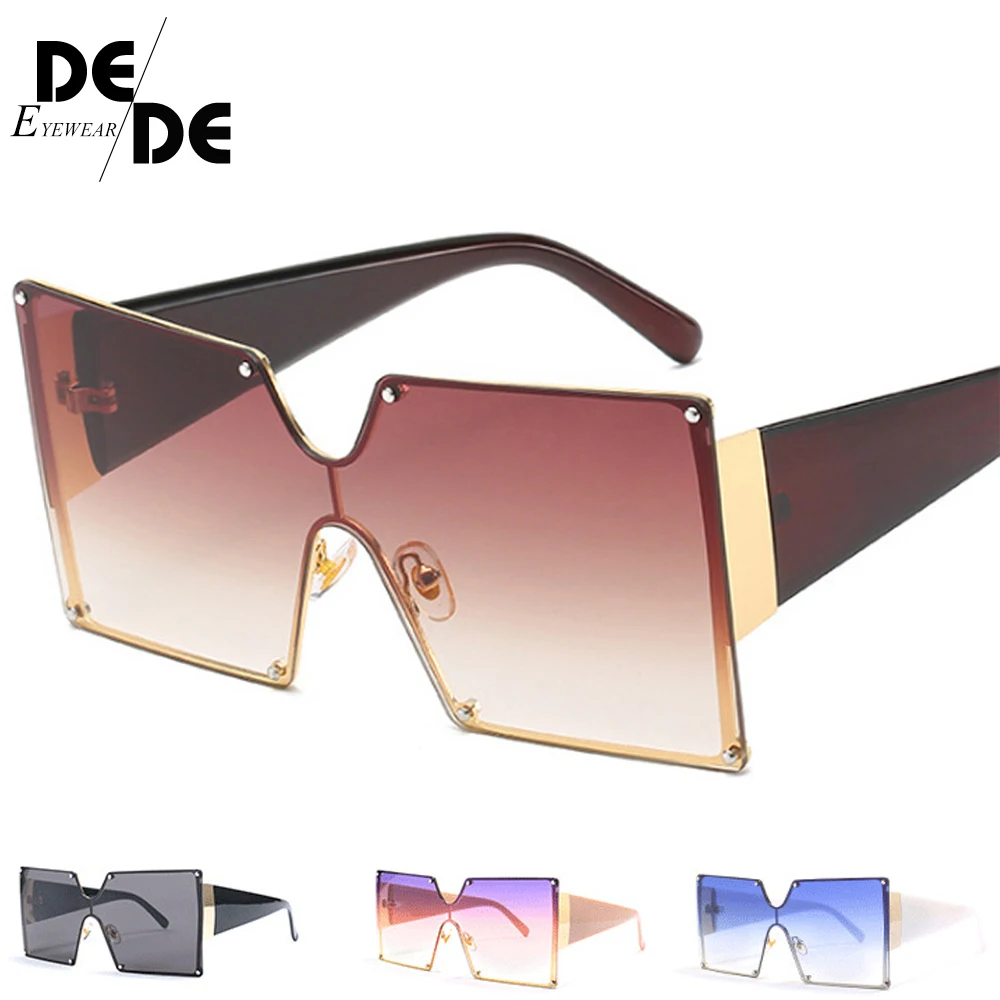 

New Square Sunglasses Women Brand Designer Oversized Gradient Blue Black One Piece Sun Glasses New Style Shades UV400
