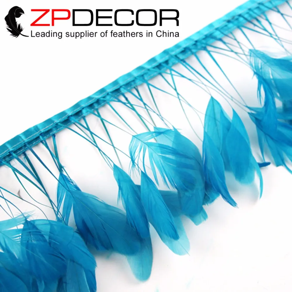 

ZPDECOR 8-10 дюймов (20-25 см) 10 ярдов/лот хорошее качество гладкокрашеные небесно-голубые в полоску петух хвост перья отделка