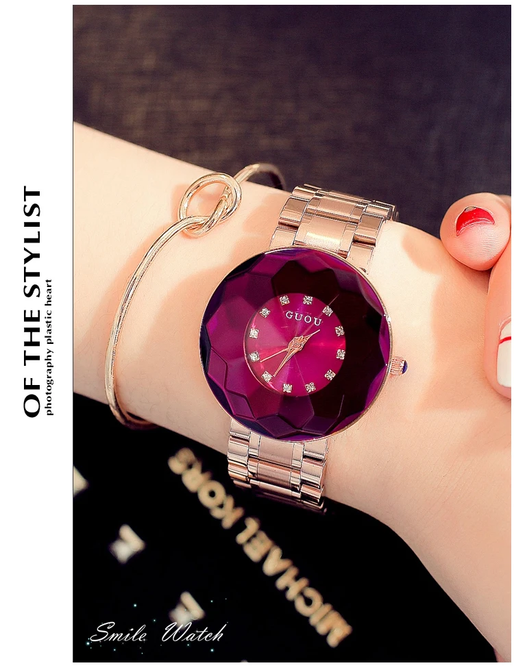 Часы стразы женские кварцевые роскошные со стразами под розовое золото сталь