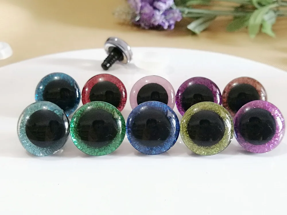 200pcs/lot---16mm &amp 20mm 24mm clear trapezoid plastic safety toy eyes + glitter fabric white washer--size color option | Игрушки и