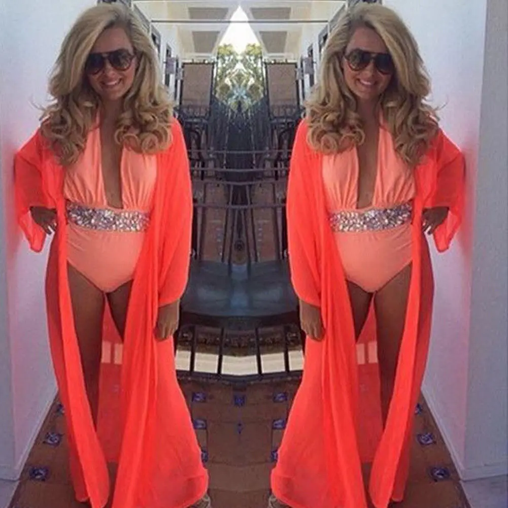 Лидер продаж женская накидка прозрачное бикини однотонный купальник купальный