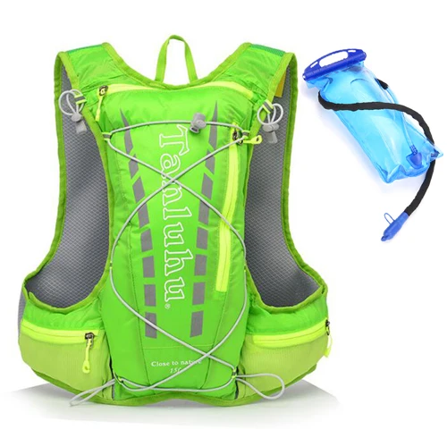 ULTRA-TRI легкий тренировочный рюкзак для бега на открытом воздухе, Спортивная тренировочная сумка, гидратационный жилет - Цвет: Green with bladder